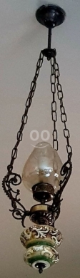 Antiques & Collectibles في البترون - Vintage Hanging Chandelier for Sale - Antique Kerosene/Oil Lamp Style with Ceramic!