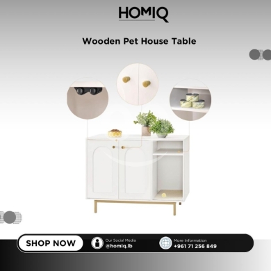 HOMIQ Wooden Pet House Table | Hidden Cat Litter Box Enclosure & Pet Storage Cabinet — 2