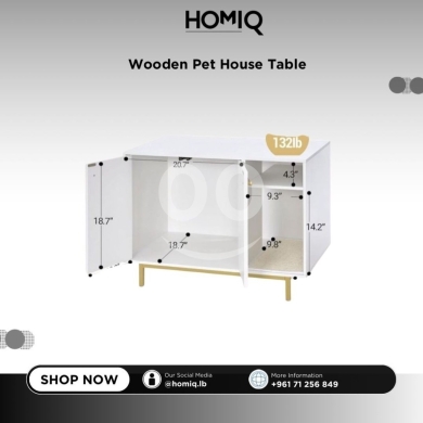 HOMIQ Wooden Pet House Table | Hidden Cat Litter Box Enclosure & Pet Storage Cabinet — 3