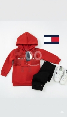 Produits pour bébés et enfants dans Mrah Sfaira - Tommy Hilfiger Pyjama / Loungewear Set for Kids | Red Hoodie & Black Pants (1.5-2 Years) $15