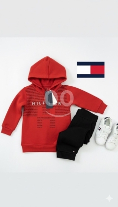 Tommy Hilfiger Pyjama / Loungewear Set for Kids | Red Hoodie & Black Pants (1.5-2 Years) $15