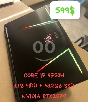 Gaming Console & Accessories in Beirut City - MSI I7 9TH RTX2070 GAMING LAPTOP
