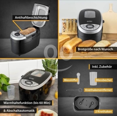 ??first Bread maker with 850W power. Capacity 1250g. Timer. 12 automatic programs — 9