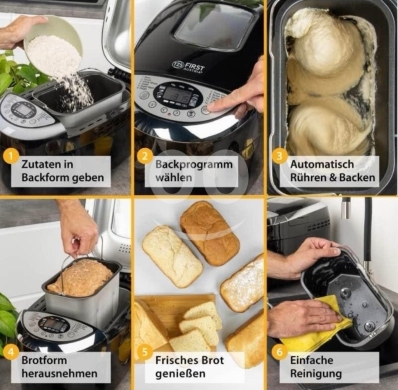 ??first Bread maker with 850W power. Capacity 1250g. Timer. 12 automatic programs — 6