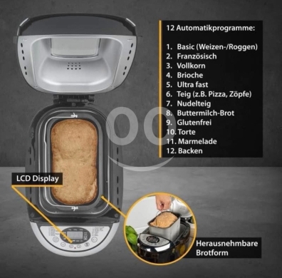 ??first Bread maker with 850W power. Capacity 1250g. Timer. 12 automatic programs — 5