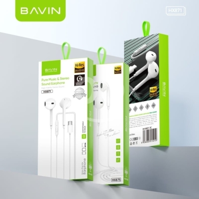 Mobile accessories in Saida - سماعات BAVIN HX871 سلكية بمنفذ وصوت نقي عالي الدقة | BAVIN HX871 Hi-Res Audio Type-C Wired Earphones