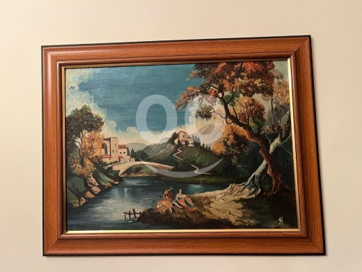 Other Goods in Abou Samra - Classical Romantic Landscape Oil Painting | Italianate Bridge & River Scene | Vintage European Art