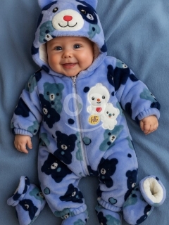 جامبسوت بيبي شتوي دافئ - خامة فرو ناعمة وتصميم دب مبهج | Ultra-Warm Fur Baby Jumpsuit-Charming Bear