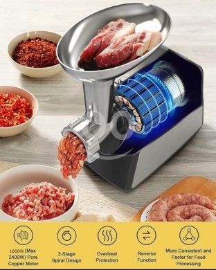 ?? Royalty Line® EMG1600 Electric Meat Grinder - 1600W - Meat Grinder with 3 Cutting … — 7