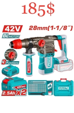 Outils et matériaux de bricolage dans Tripoli - TOTAL 42V Cordless Rotary Hammer Drill - Brushless (BL Motor) | 28mm (1-1/8") | 3 Functions