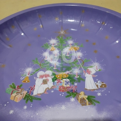 صحن صاج معدني مزخرف بنقوش عيد الميلاد | Decorative Metal Christmas Themed Tray — 2