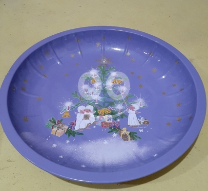 مطبخ في طرابلس - صحن صاج معدني مزخرف بنقوش عيد الميلاد | Decorative Metal Christmas Themed Tray