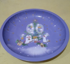 صحن صاج معدني مزخرف بنقوش عيد الميلاد | Decorative Metal Christmas Themed Tray
