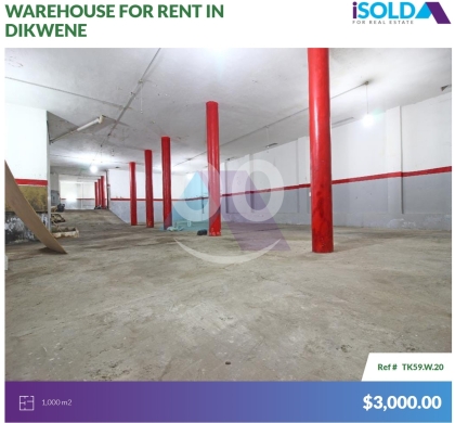 Commercials for rent in Dekouaneh - 1000m2 Warehouse+Showroom-Prime Location- 4rent in Dekwaneh - الدكوانةTK59.W.20