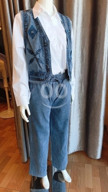 Vêtements, chaussures et accessoires dans Saïda - طقم جينز عصري: فيست مطرز وبنطال واسع | Stylish Denim Set: Embroidered Vest & Wide-Leg Pants