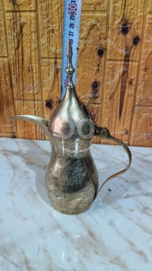 Other Goods in Sour - Antique Yellow Brass Dallah / Coffee Pot - Hand-Engraved Traditional Design - Vintage Decor - $20