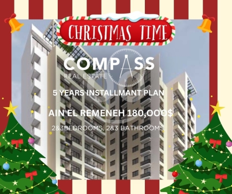 Apartments for sale in Ain El Remeneh - New Apartment for Sale. (5 Years installment Plan) Location: Ain El Remeneh