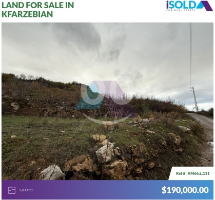 Lands for sale dans Kfar Zebian - 1400m2 Prime Land+mountain view 4sale in kfarzebian - أرض في كفردبيانAM66L111