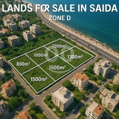 أراضي في صيدا والبستان الكبير قريبة من الكورنيش البحري للبيع