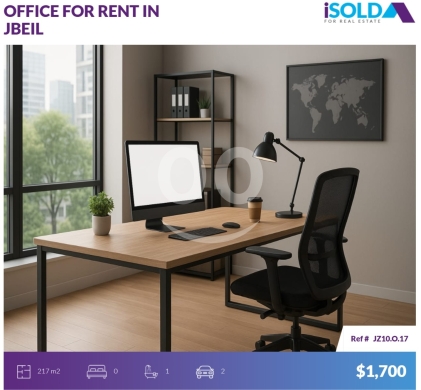 Commercials for rent in Jbeil - 217m2 Prime office+terrace 4rent in Jbeil Town - مكتب للإيجار في جبيلJZ10O17