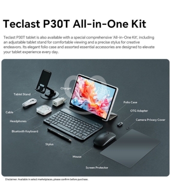 Teclast P30T All-in-One Kit Android 14 | 10.1” IPS 120Hz Octa-Core | 128GB + 12GB RAM — 2
