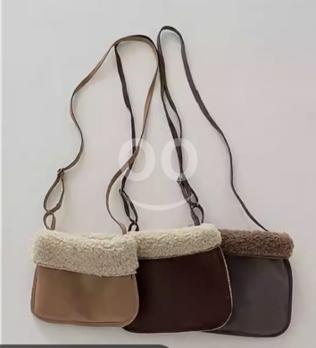 Winter Sherpa Fleece Trim Crossbody Bag — 5