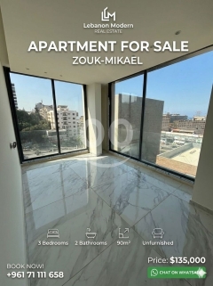 Stunning Modern apartment for Sale in Zouk Mikael Unfurnished New Building