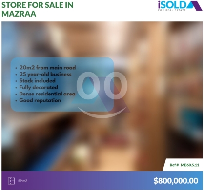 Commercials for sale in Mazraa - Pharmacy Business+Store 4Sale In Cornish al mazraa - كورنيش المزرعةMB60S11