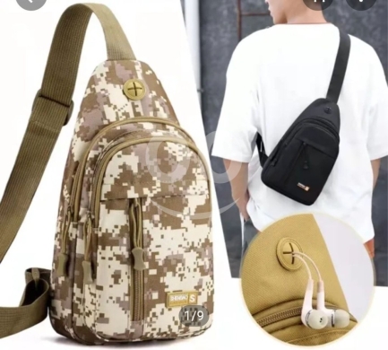 Tactical Camo Sling Bag & Sleek Black Crossbody Pack — 4