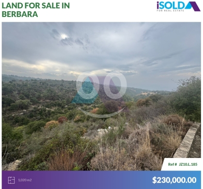 Lands for sale in Jbeil - 1020m2 Catchy land+mountain view4sale in Berbara/Jbeil - أرض في برباراJZ10L185