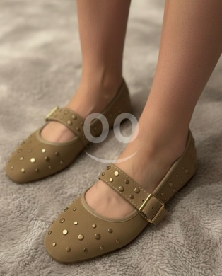 Clothes, Footwear & Accessories in Halba - Women&rsquo;s Studded Mary Jane Flats - Elegant Suede Ballet Shoes - Sizes 36-42