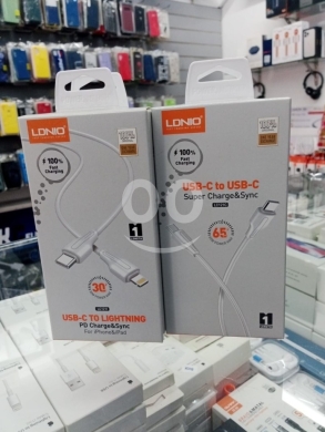 Mobile accessories in Bchamoun - LDNIO High-Speed Charging Cable - USB-C to USB-C (65W) & USB-C to Lightning (30W) PD Sync