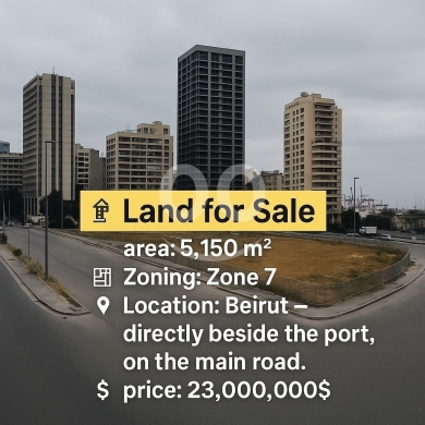 Lands for sale in Port of Beirut - أرض5150م² بجانب المرفأ على الطريق الرئيسي
