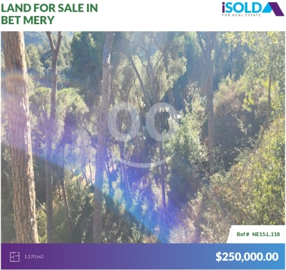 Lands for sale in Beit Meri - 1170m2 land+mountain View 4sale in Bet Mery - أرض للبيع في بيت مسكNE15L118