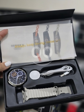 Other Mobile Phones & Accessories في راشيا - Ultra Series 9 Round Smartwatch - HD Display with Ocean Band & Health Tracking