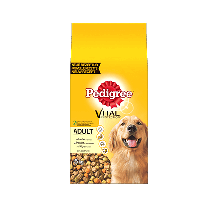 PEDIGREE<sup>®</sup> brokjes met kip voor volwassen honden 15kg