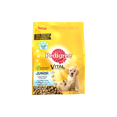 PEDIGREE<sup>®</sup> met kip en rijst voor junior honden 3kg