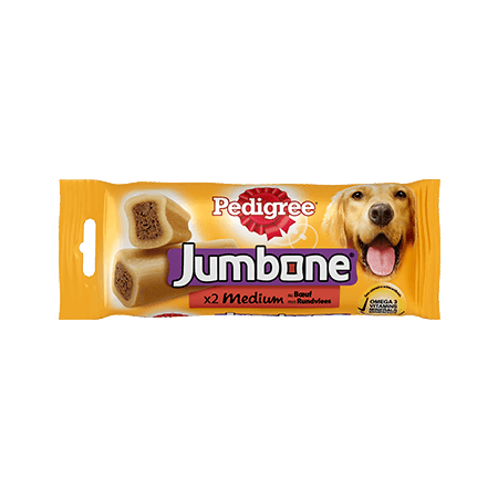 PEDIGREE<sup>®</sup> JUMBONE MEDIUM Boeuf Pour Moyens Chiens 200g