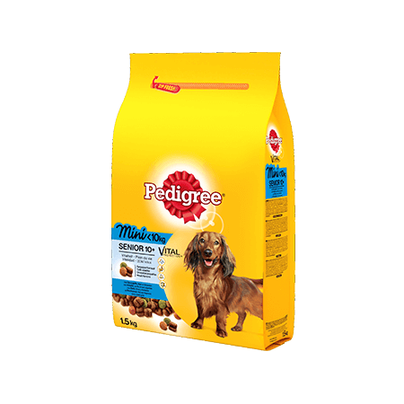 PEDIGREE<sup>®</sup> croquettes spéciales Mini chien <10kg à la Volaille, au Riz et aux légumes pour chien senior 1,5kg
