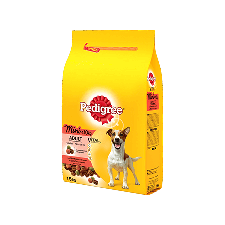 PEDIGREE<sup>®</sup> croquettes spéciales Mini chien <10kg au bœuf 1,5kg