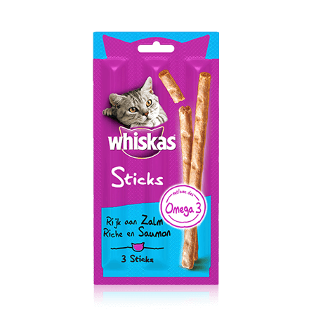 WHISKAS Treats Sticks met Zalm 3 x 18g sticks