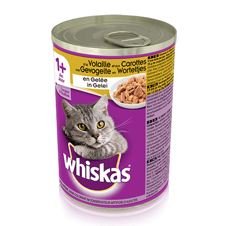 WHISKAS Can met Gevogelte & Worteltjes in Gelei 390g