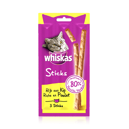 WHISKAS Treats Sticks au Poulet 3 x 18g sticks