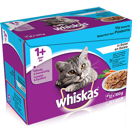 WHISKAS Sachets Fraîcheur Sélection Poisson & Légumes en Gelée 12x100g