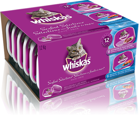 WHISKAS<sup>®</sup> Recloseable Tray SEAFOOD SELECTIONS<sup>®</sup>
