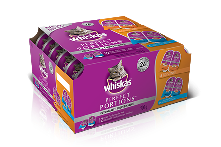 WHISKAS<sup>®</sup> Perfect Portions™ Cuts in Gravy Chicken & Salmon Selections 12pk