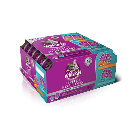 WHISKAS<sup>®</sup> PERFECT PORTIONS<sup>®</sup> Cuts in Gravy Chicken & Tuna Selections 12pk