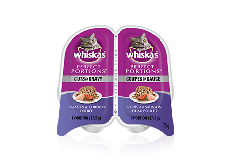 WHISKAS<sup>®</sup> Perfect Portions™ Cuts in Gravy Salmon & Chicken Entrée