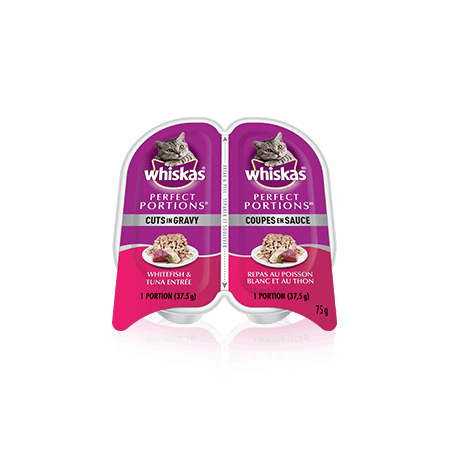 WHISKAS<sup>®</sup> PERFECT PORTIONS™ Cuts in Gravy Whitefish & Tuna Entrée