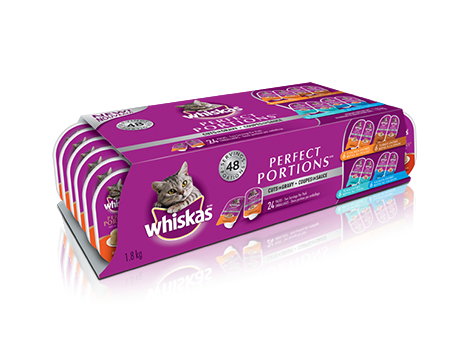 WHISKAS<sup>®</sup> Perfect Portions™ Cuts in Gravy Chicken, Turkey, Salmon & Tuna Selections 24pk